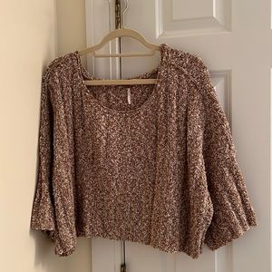 Free People chunky burnt orange and white sweater